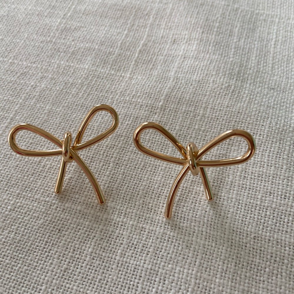 Bauble Bar gold bow earrings